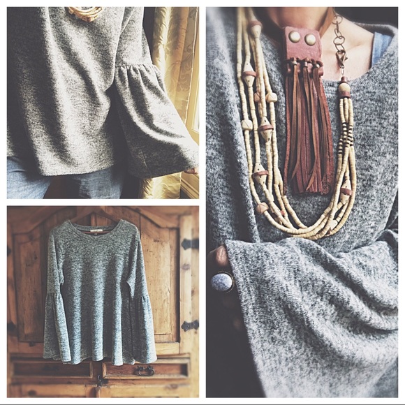 No Comment Plus Sweaters - Bell Sleeve Over Size Sweater